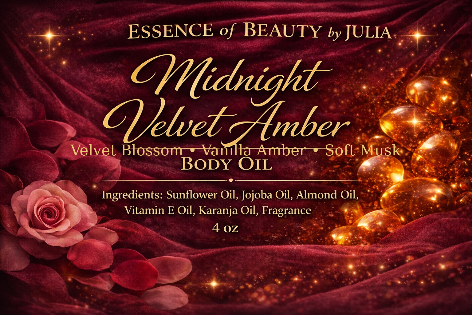 Midnight Velvet Amber 4 oz Body Oil