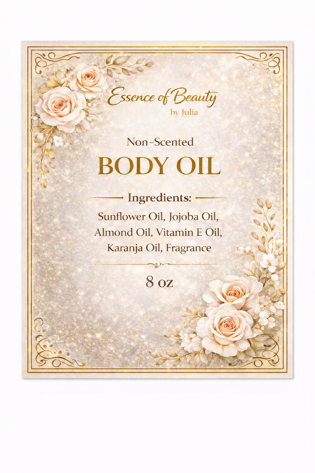 Non Scented Body Oil 8 oz