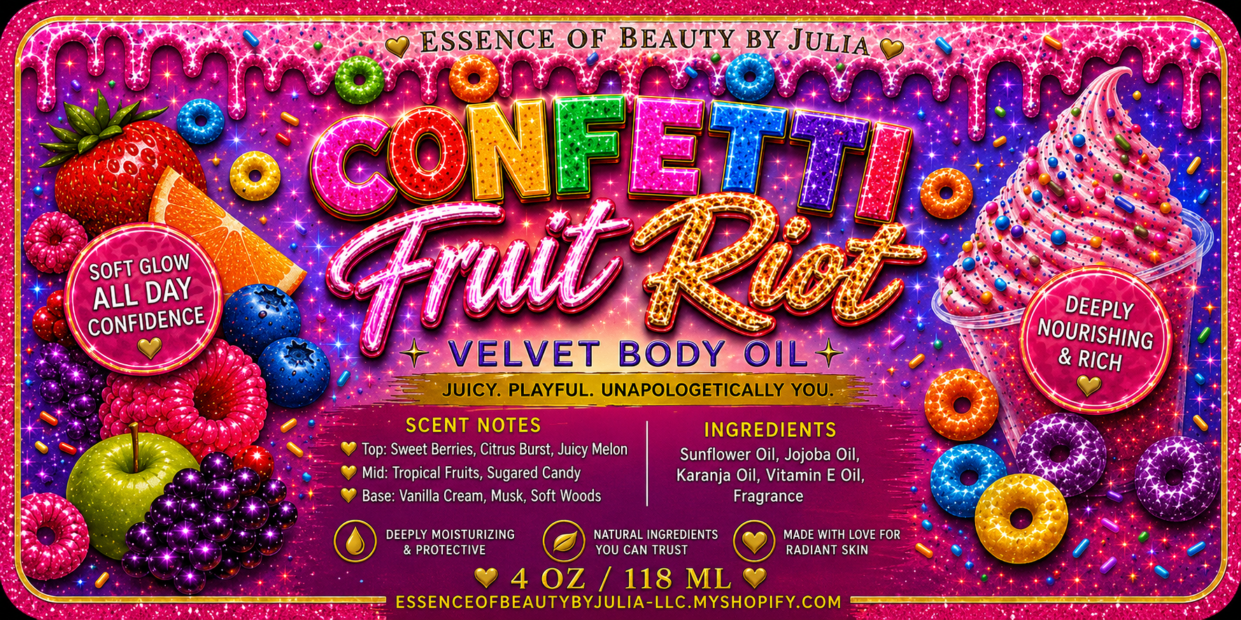 Confetti Fruit Riot Velvet Body oil