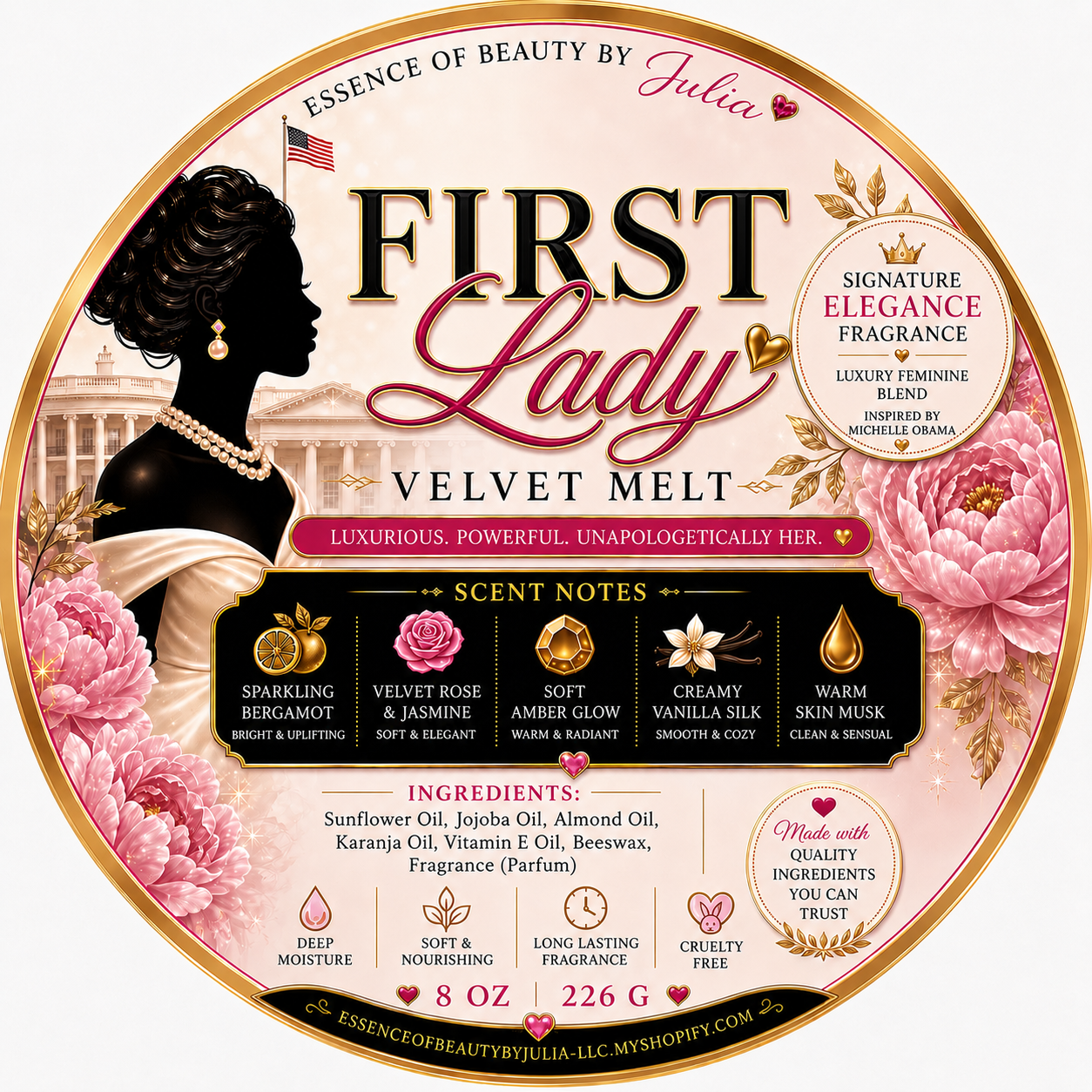 First Lady Velvet Body Melt (Inspired by Michelle Obama Fragrance Oil)