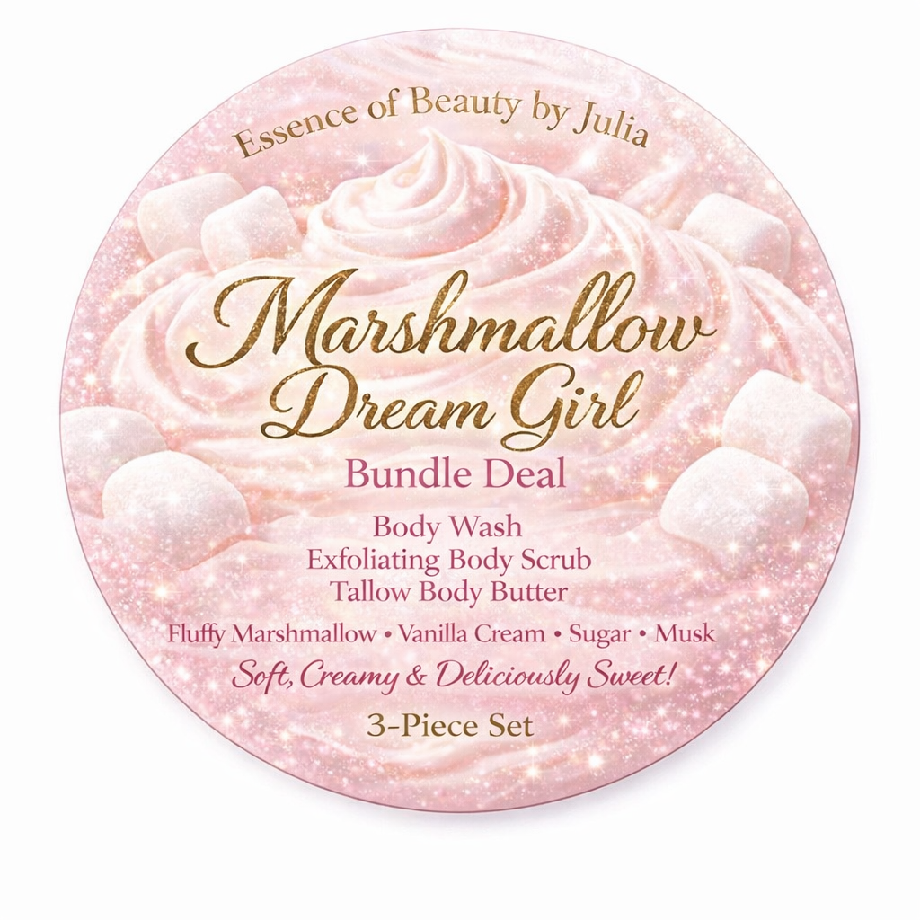 Marshmallow Dream Girl Body Wash, Exfoliating Scrub and Tallow Butter Bundle