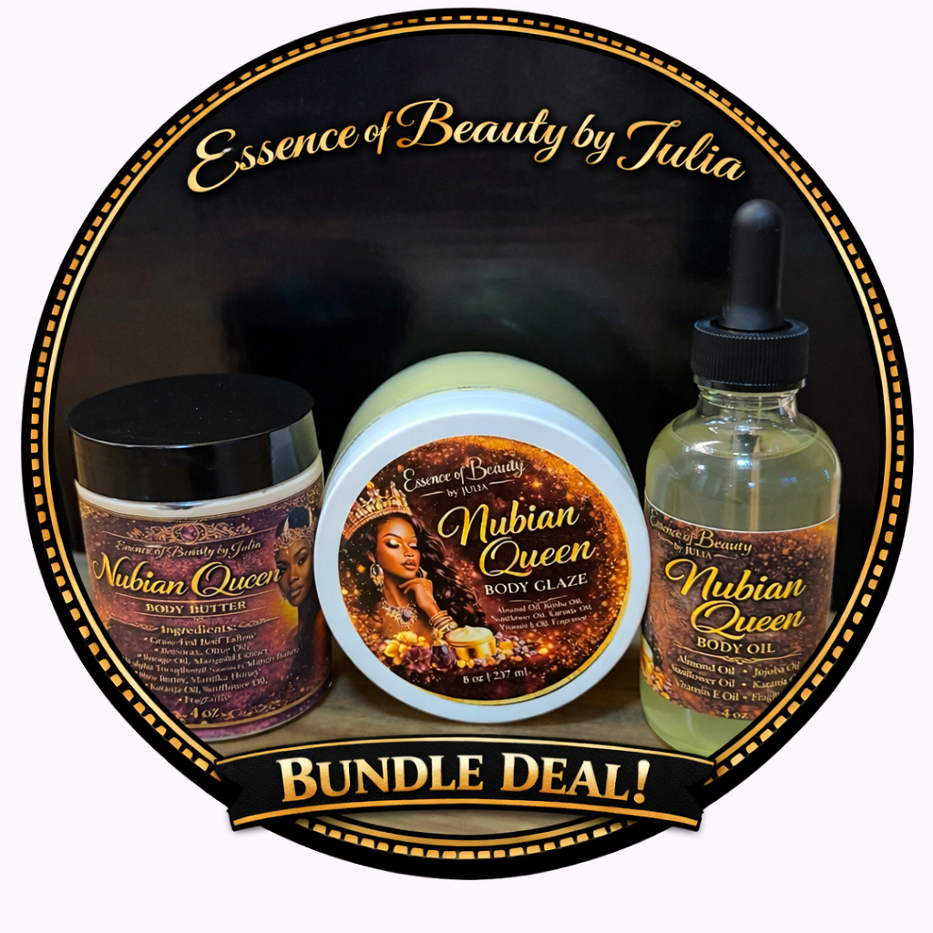 Nubian Queen Tallow Body Butter, Body Glaze, Body Oil Bundle Deal