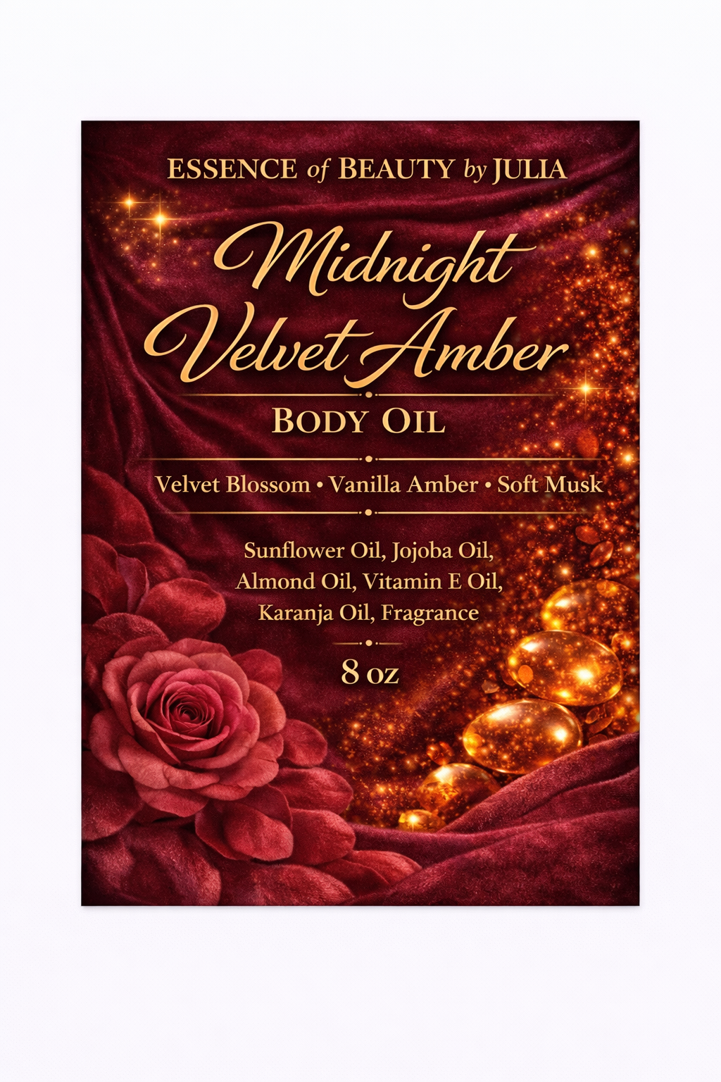 Midnight Velvet Amber Body Oil 8oz