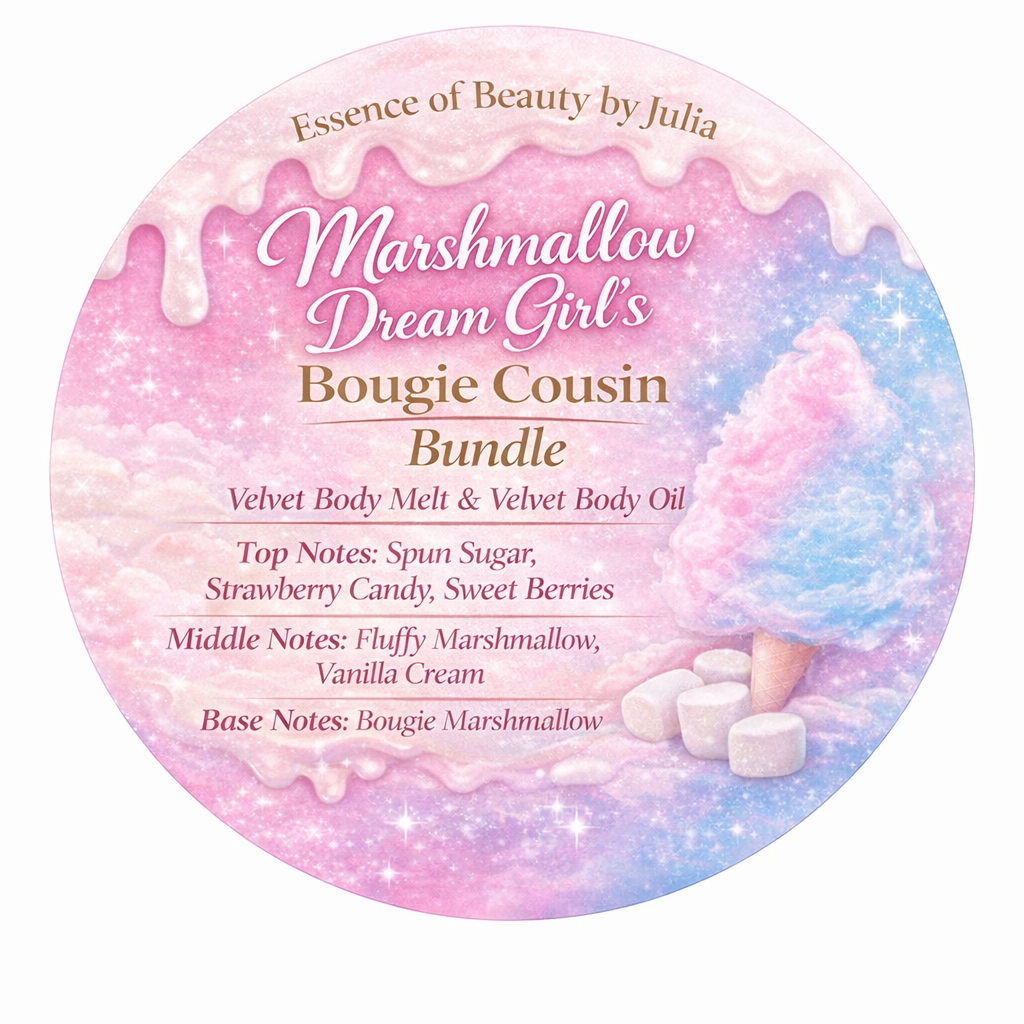 Marshmallow Dream Girl’ Bougie Cousin Velvet Body Melt and Velvet Body Oil