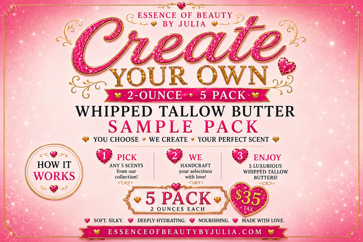 Create your own 5 pack sample whipped Tallow Butter Bundle