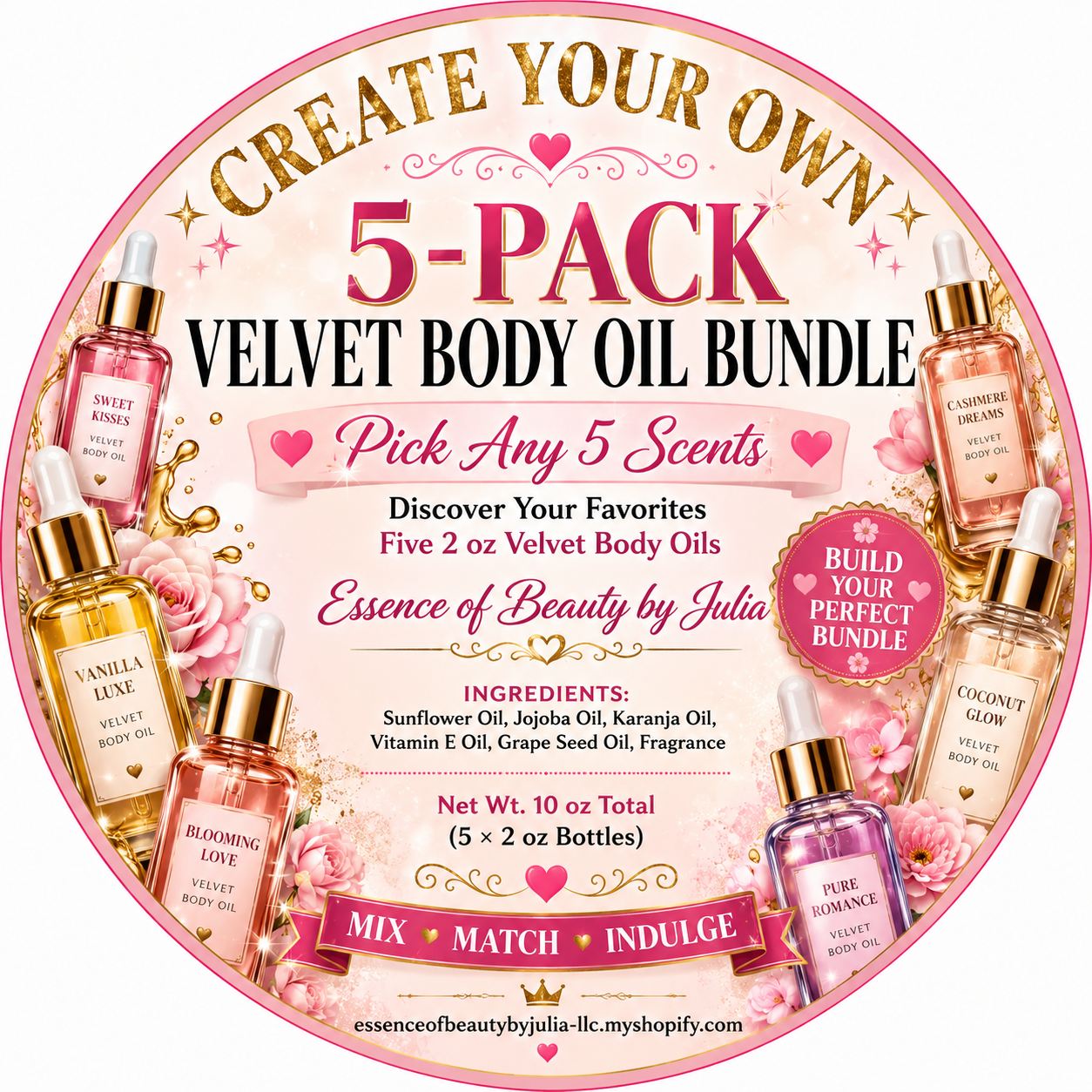 Pick Your Own 5 Pack 2oz Velvet Body Oil Bundle